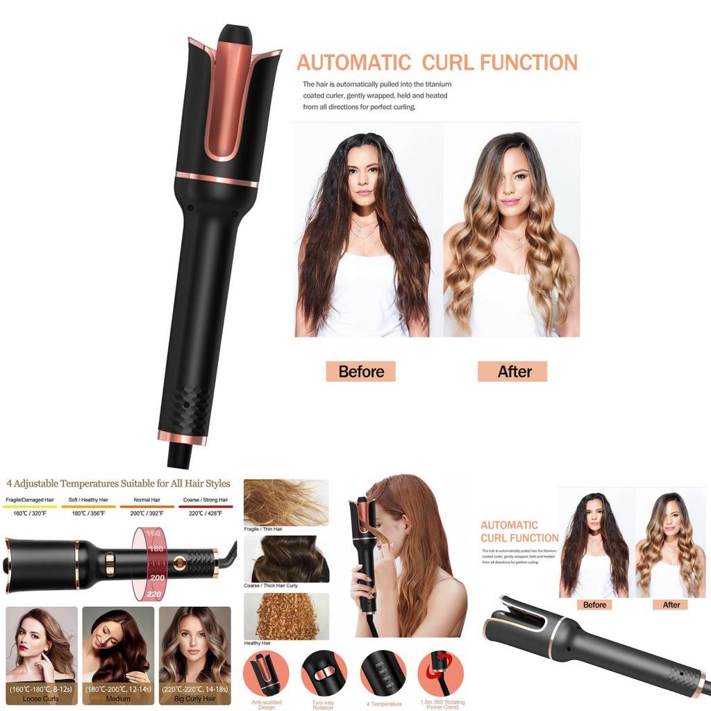 Electric Automatic Curler For Gorgeous Rose Curls With Ionic Technology And 10 Heat Settings For All Hair Types