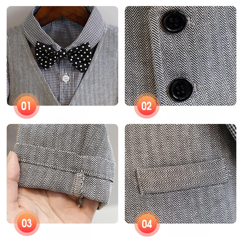 Children's Vest Set Spring Style Flower Boy Wedding Outfit Baby Birthday First Birthday Dress Boys' British Gentleman Performance Costume