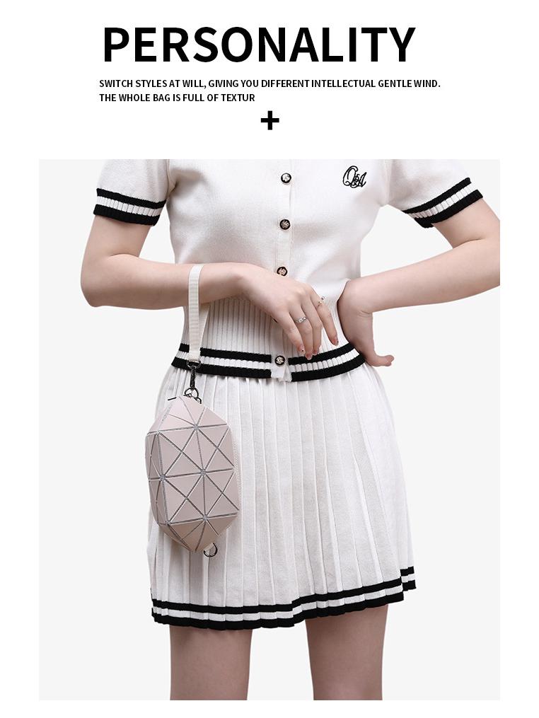 2025 Geometric Diamond Lattice Crossbody Shell Bag with Coin Purse