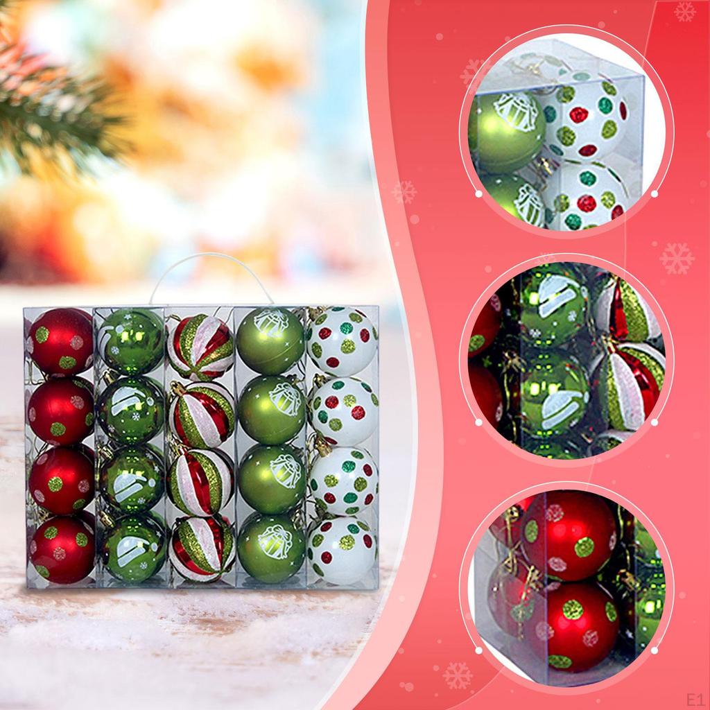 40x Christmas Ball Ornaments Charm Pendants with Hanging Loops Decorative Baubles for