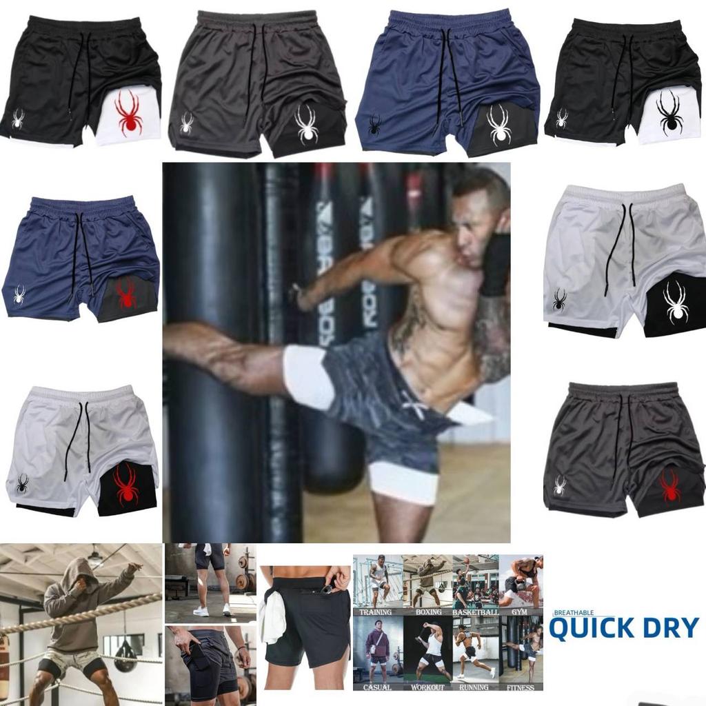 Muay Thai Kick Boxing MMA Shorts Spider Men Women Unisex Casual Sportswear Double Layer Quick Dry Breathable Training Sport Gym Fitness Workout