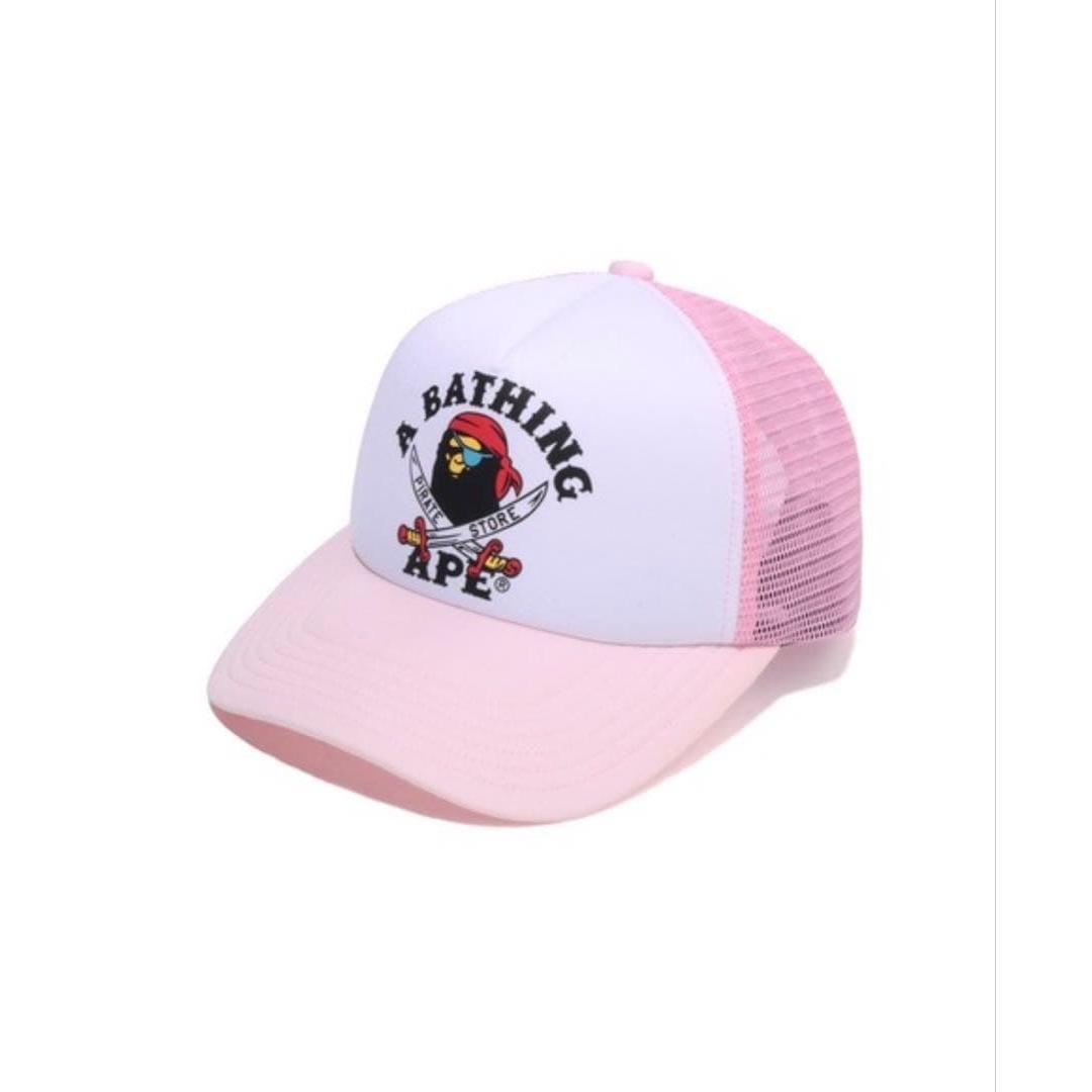 Used A BATHING APE Pirate Store Mesh Cap Pink
