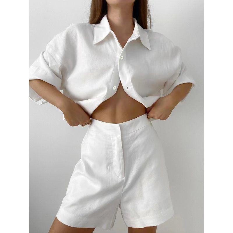 Fashion Fashion Casual White Summer Half Sleeves Shirt Shorts Suit Shirt and Shorts Suit