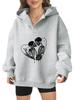 2025 new European and American Halloween women's hooded sweater front and rear pattern winter fleece loose casual