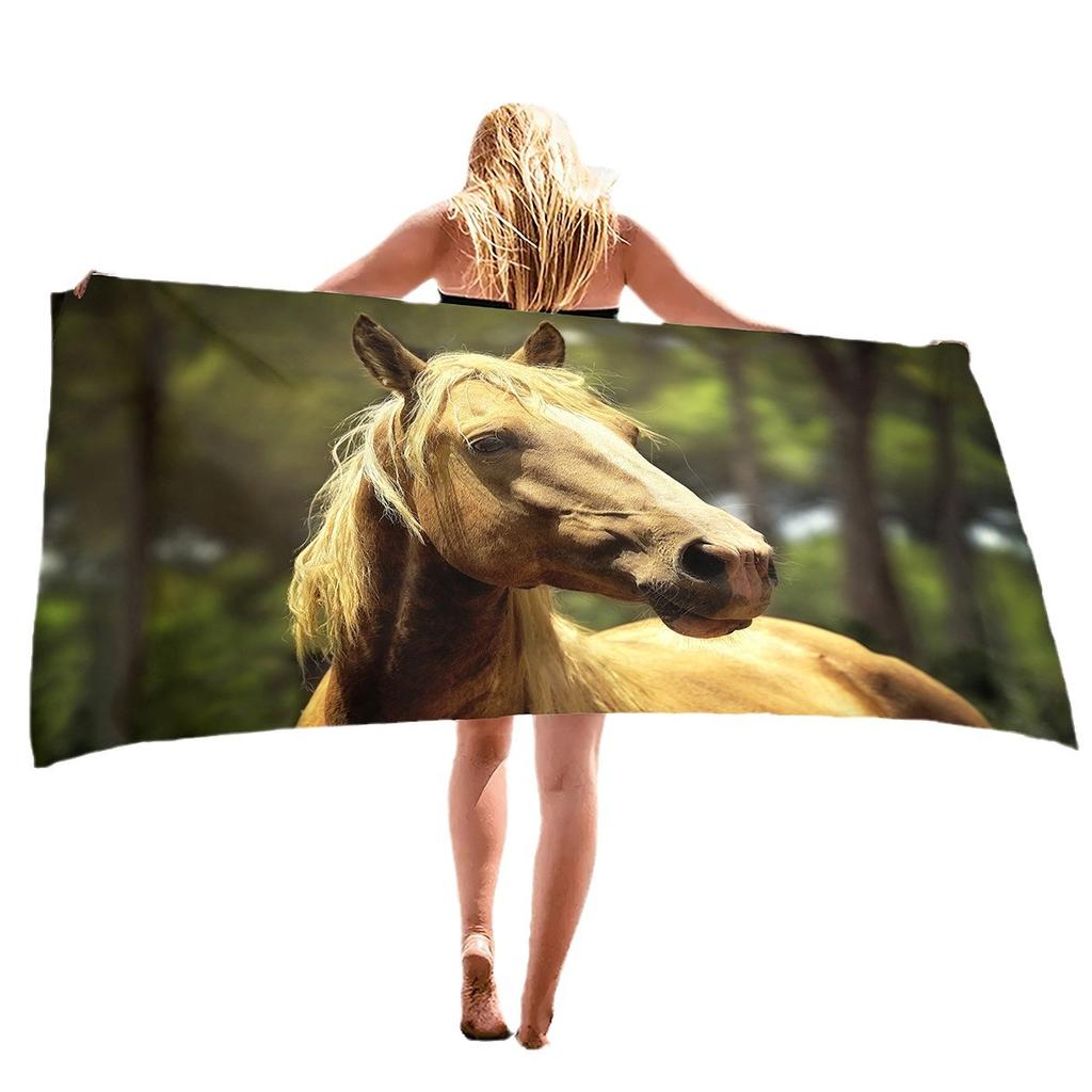 Grassland Horse Pattern Series Seaside Vacation Beach Towel Swimming Bath Towel Sports Towel