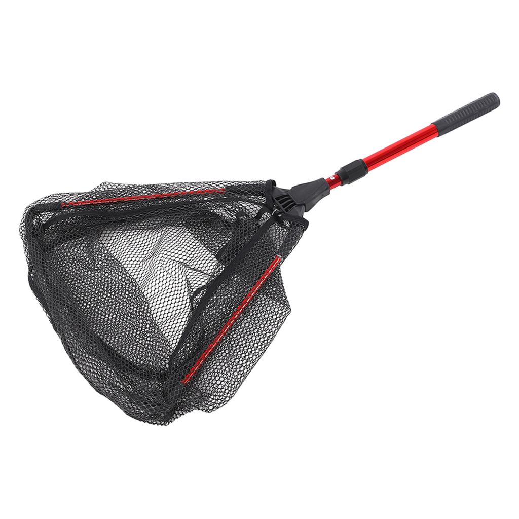 Floating Fishing Net Aluminum Alloy Hex Structural Mesh Extended Handle Double Sided Rubber Coating