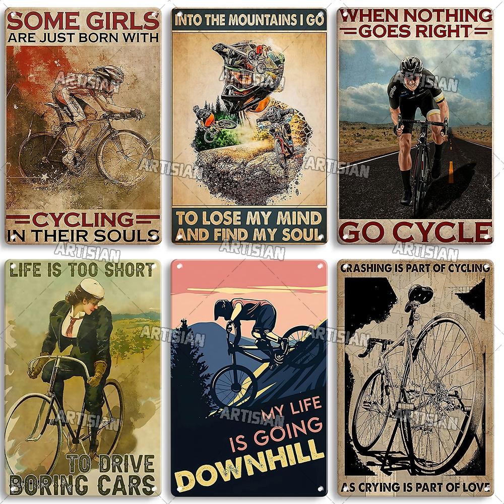 Artisian Cycling Metal Sign Bicycle Tin Plaque Bike Decorative Poster Wall Decor Garage Bar Pub Club Hotel Cafe Kitchen Home