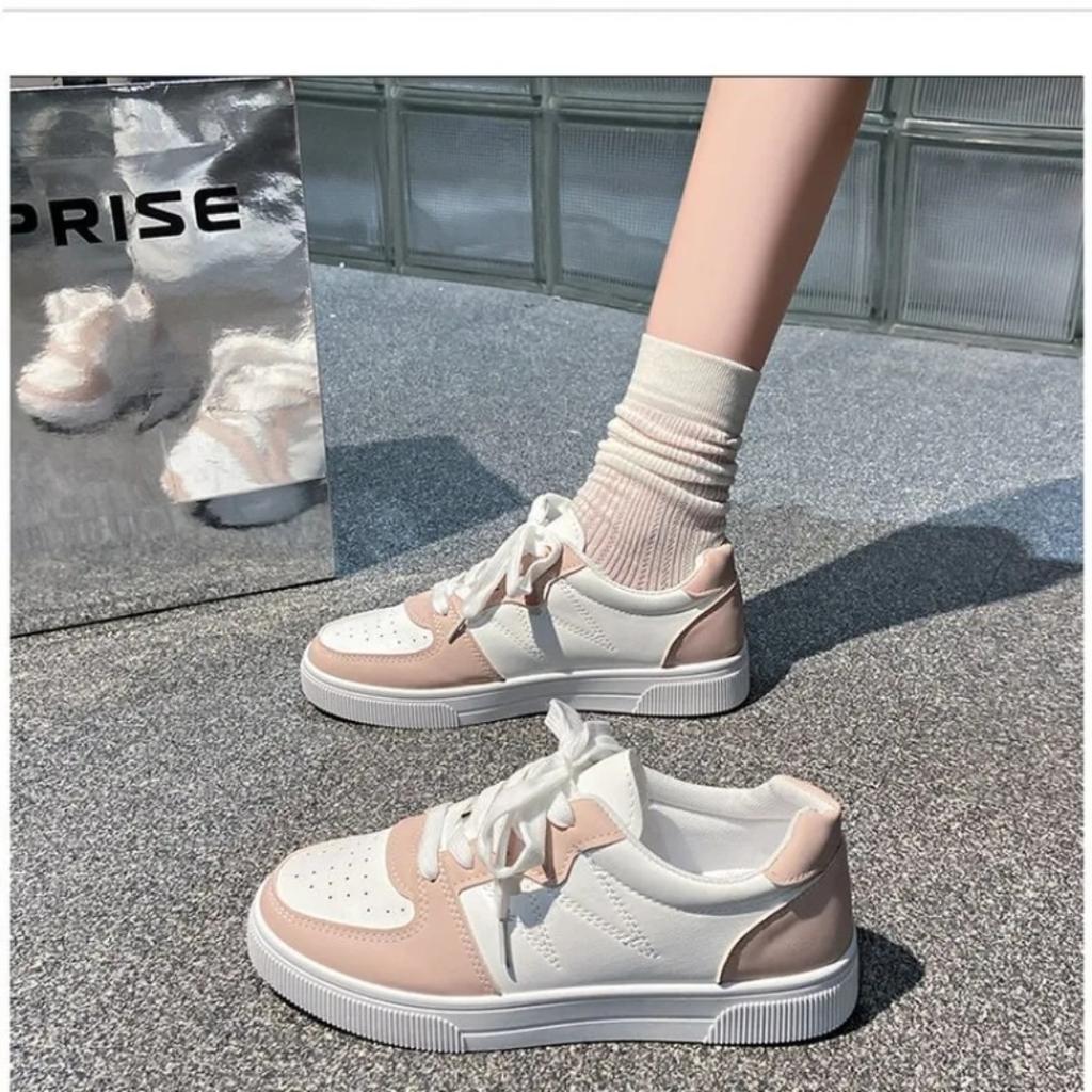 Women's white shoes flat shoes classic casual sports  summer new breathable lace up style