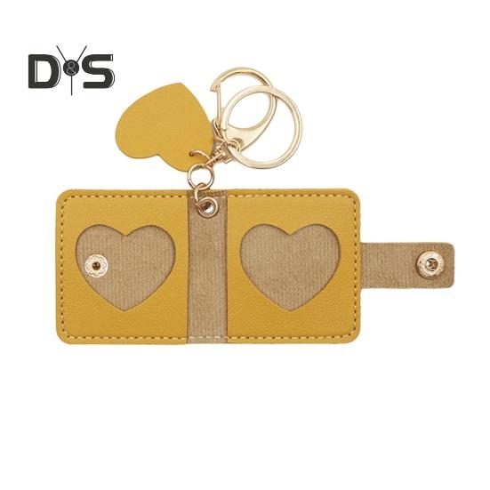 Family Photo Keychain Mini Album Faux Leather Personalized Picture Holder Retro Style Card Holder Key Ring