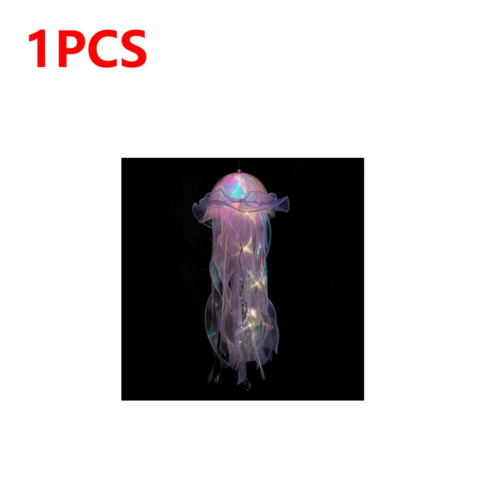 Gradient Jellyfish LED Night Light Handmade Pendant Lamp Colorful Hanging Light for Indoor Outdoor Garden Festival Decoration
