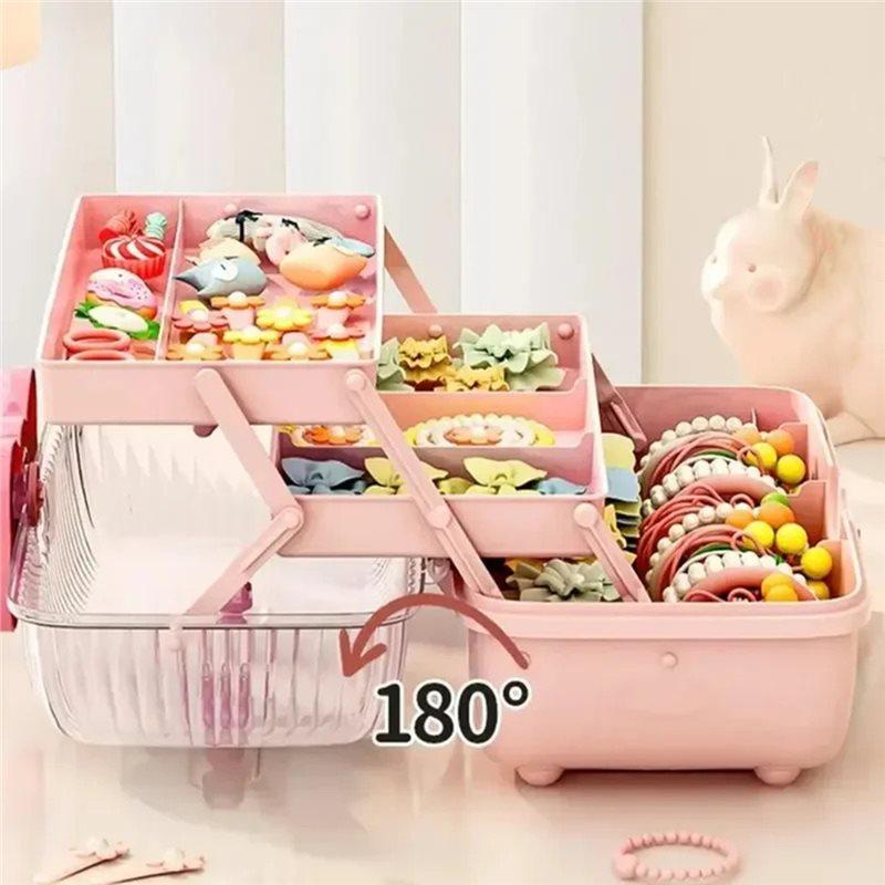 Children' S Hair Accessories Storage Box Cute Bowknot Multi-Layer Hairpin Jewelry Box Girls' 2Pcs Jewellery