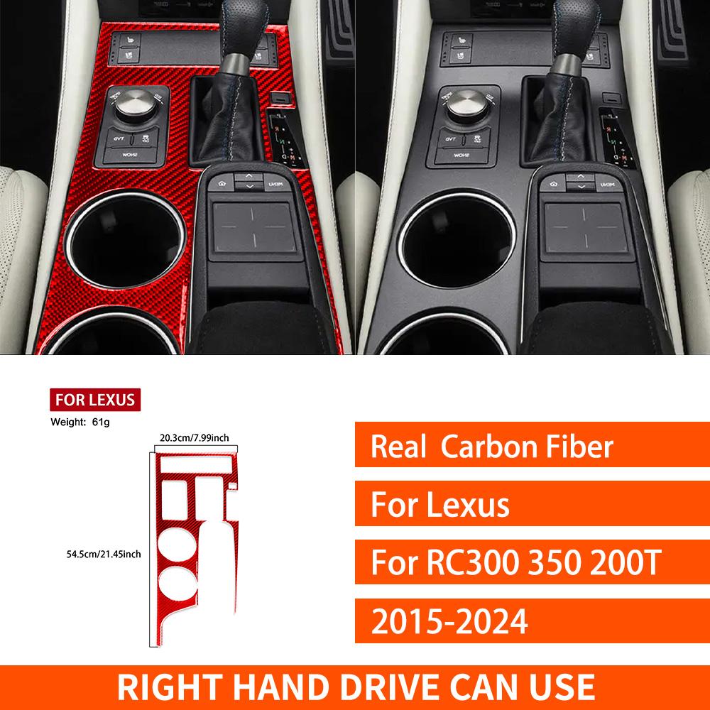 For Lexus RC300 350 200T 2015-2024 Real Carbon Fiber Sticker Transmission Water Cup Panel Car Accessories Ide Decorative