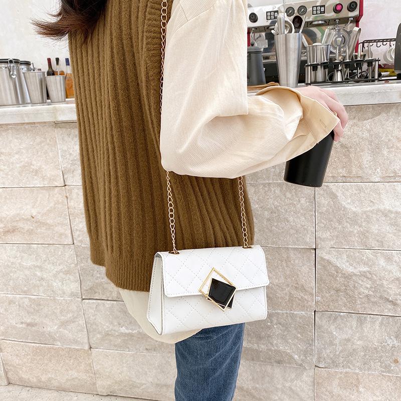 Diamond Embroidered Grid One Shoulder Bag for Women  Small Square Bag  Casual Crossbody Bag  High-end Feeling  New Fashion
