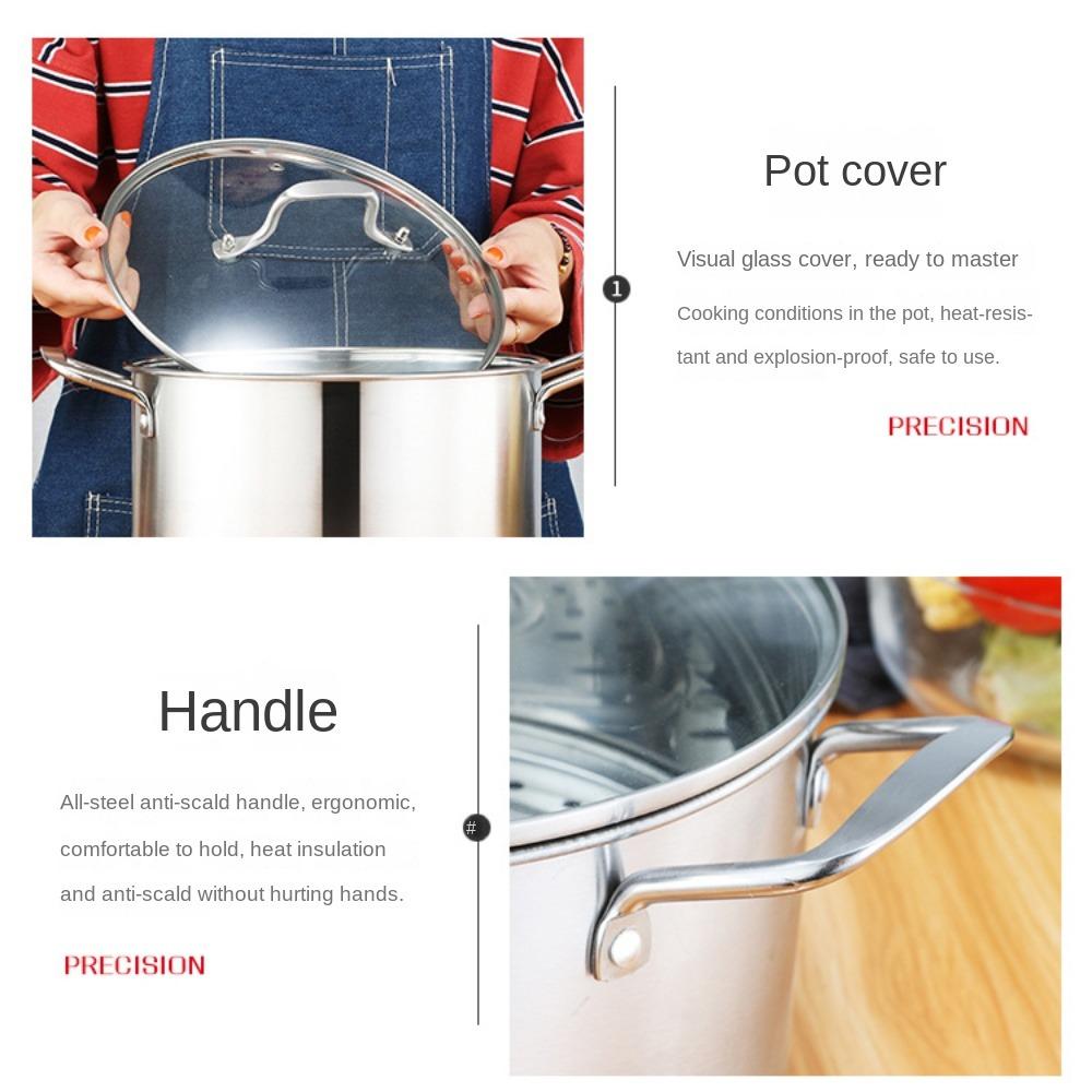 26/28CM Stainless Steel Soup Pot Daily Use With Lid Stainless Steel Stock Pot Milk Boiling Water Cooking Cooking Pots