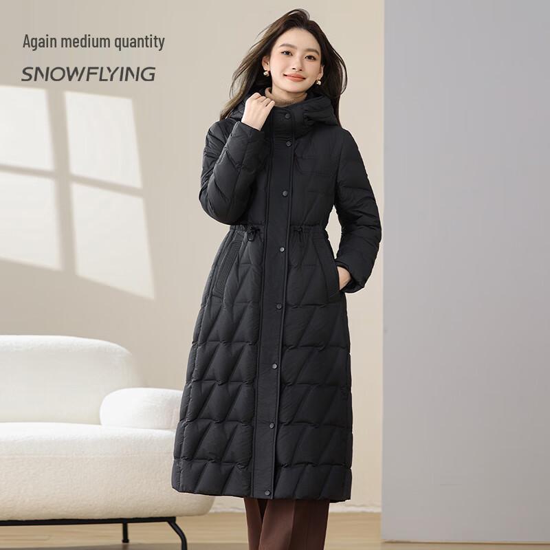 SNOWFLYING Damen Mittellange Daunenjacke mit Kapuze