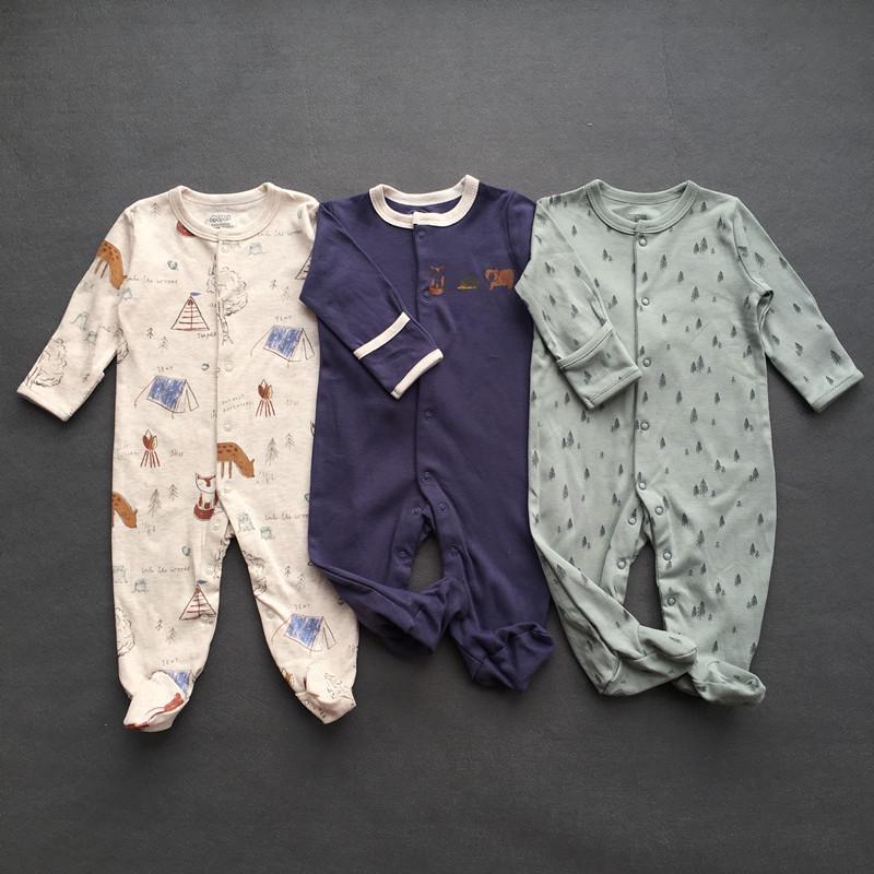 Spring & Autumn Baby Jumpsuit: Foot-Covering, Cotton Romper Pajamas for Newborn Boys & Girls