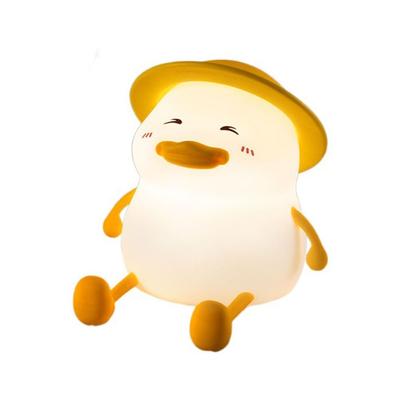 Silicone Cute Duck Pat Light Eye Protection Cartoon Decompression Night Light Clap Control Night Atmosphere Lamp