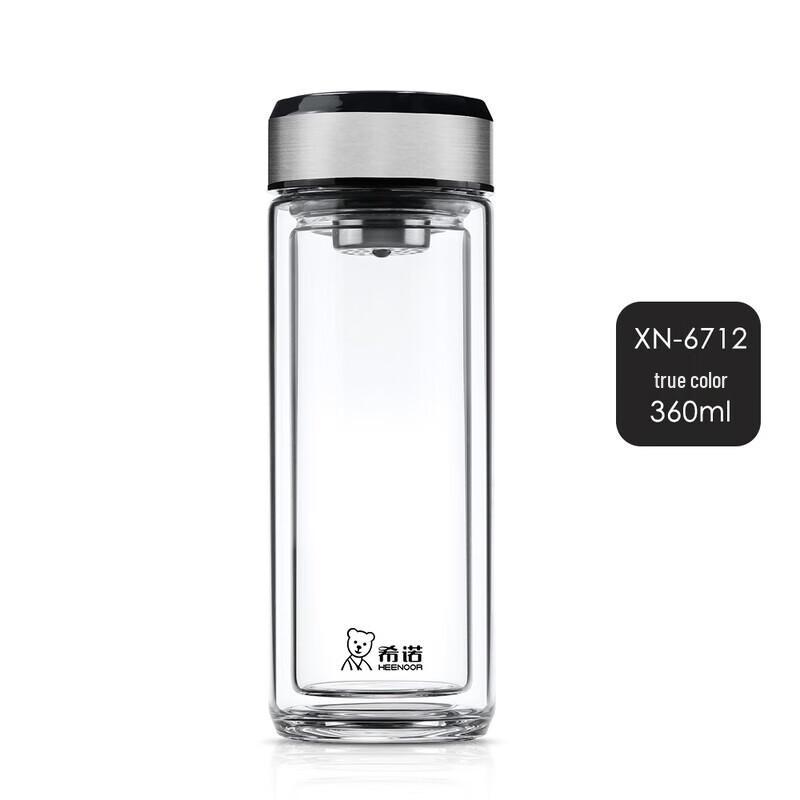 Xinuo Double Wall Insulated Glass Tea Cup with Lid