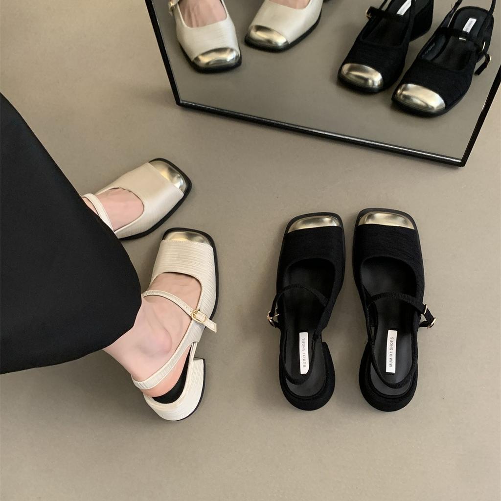 Baotou Sandals Women Wear New French Beautiful Temperament In Summer, Fairy Evening Breeze Thick Heel Mary Jane Single Shoes