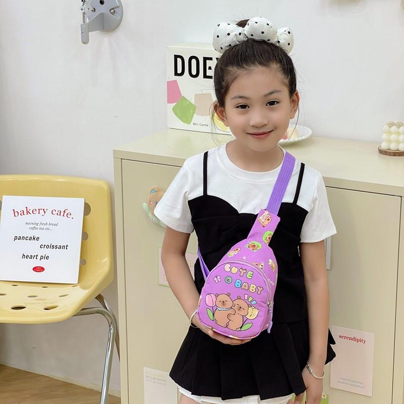 Capybara Cartoon Cute Shoulder Bag Breathable Fabric Toddlers Girl Travel Bags