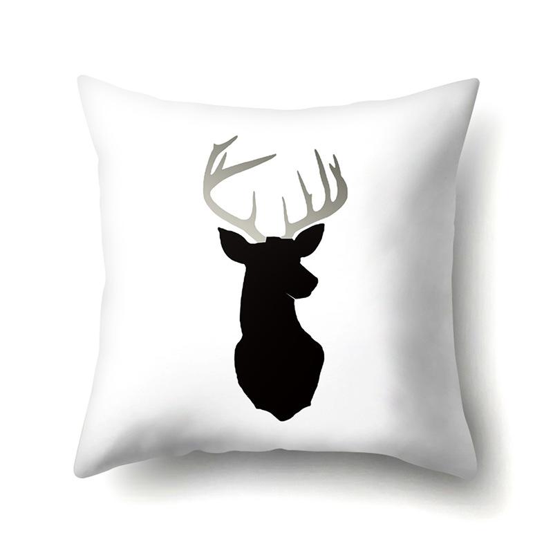 Polyester Pillowcase Automobile Decoration Home Printed Deer Pillowcase Waist Cushion Cover Car Cushion Head Cushion Cover