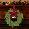 Small Christmas Wreath Artificial Seasonal Decoration with Red Bows and Bells Christmas Artificial Wreath for Window Mantel
