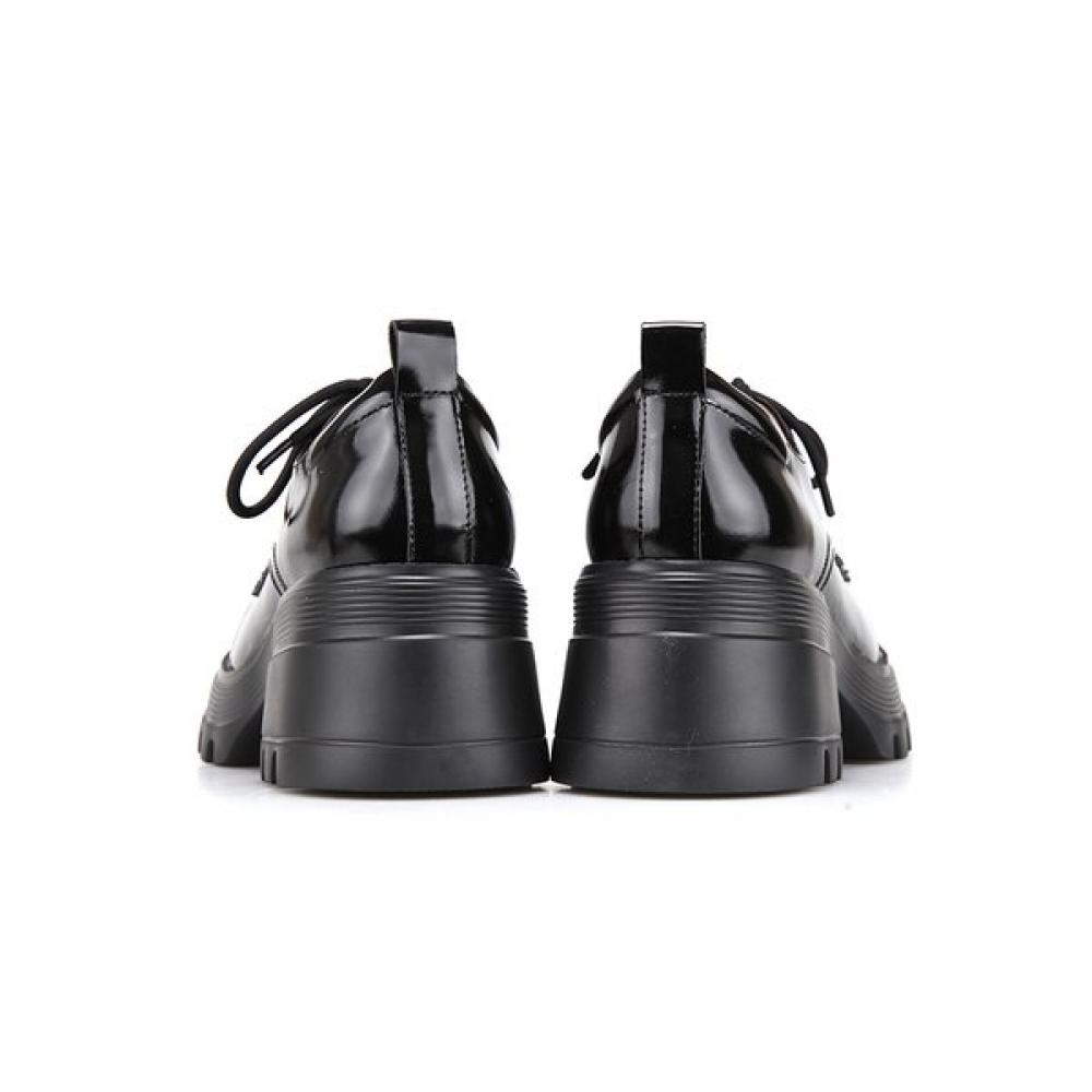 BARBARA Cowhide Enamel Shoelace Derby Loafer 6cm Bbi144bk