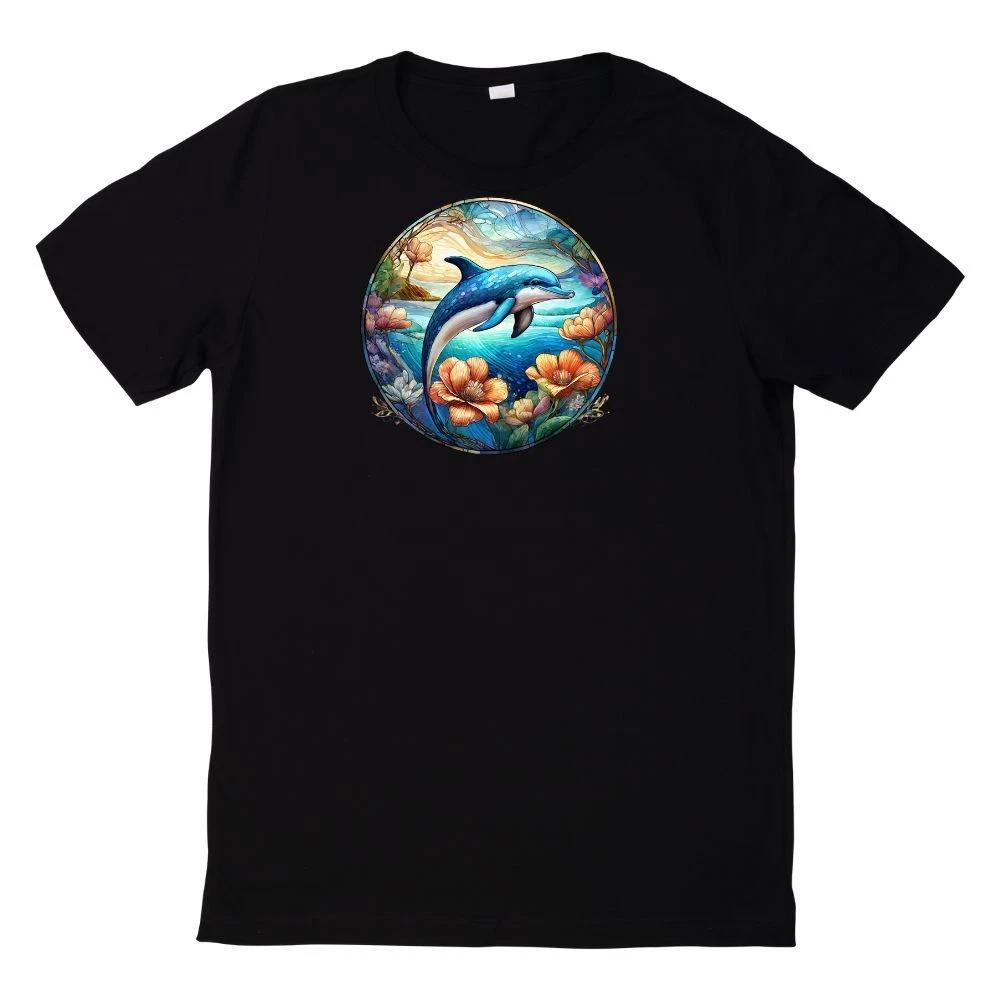T-Shirt Delphin Rundes Buntglas Motiv XXXL