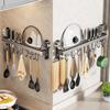 Gun Grey Suction Cup Kitchen Hook Punch-free Storage Rack Hanging Rod Pot Lid Spoon Shovel Wall Hanging Rag Shelf