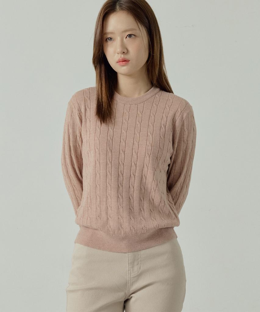 210EDIT Unisex Soft Round Neck Cable Knit [4 Color]_Zz5Sw013