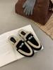 2024 Autumn/Winter Women's Fur-Lined Gold Lock Thick Heel Half Slippers