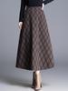 Chic High-Waisted Plaid A-Line Skirt - 2025 Autumn/Winter, Long Length, Women's Cozy Fashion