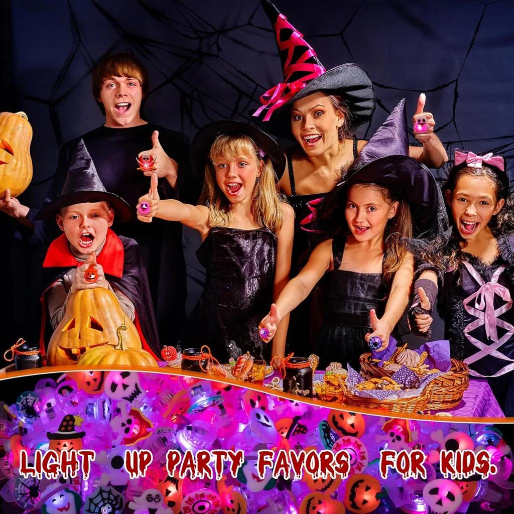 50pcs Halloween Led Flashing Light Rings Children'S Party Decoration Gift Toys
