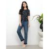 JUZUI Fashionable and Simple Hot Diamond Tube Jeans for Women's Summer New Style JTFX12101