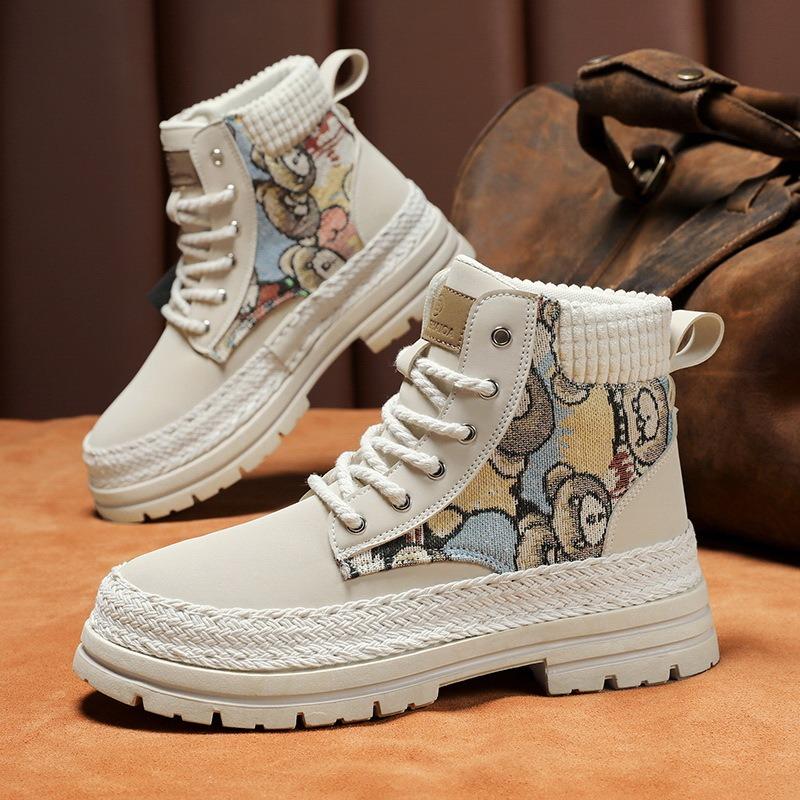 Fashion High Quality Fashionable Men's Shoes for Teenagers Anti Slip Breathable Boots Handmade Stitching Ankle Boots Zapatos De Hombre