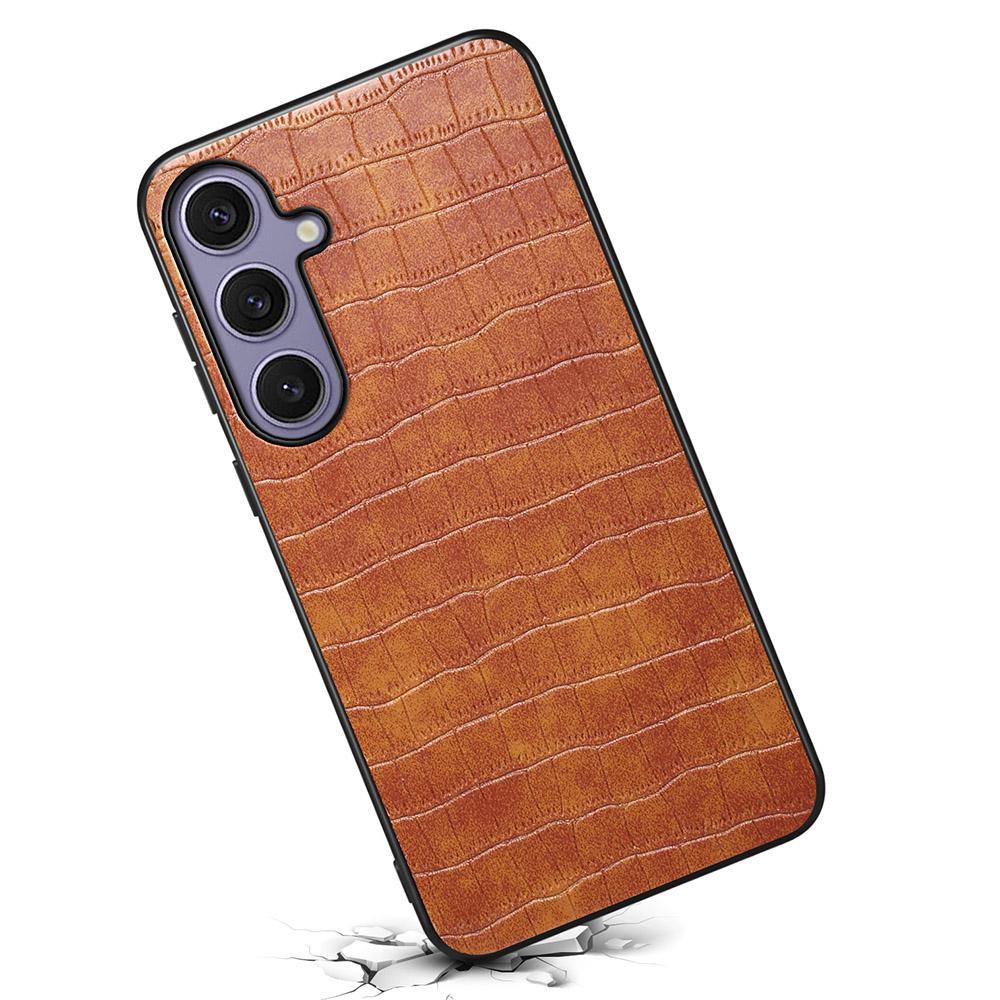

For Samsung Galaxy S25+ Case Crocodile Texture Design Leather Slim Back Cover Red