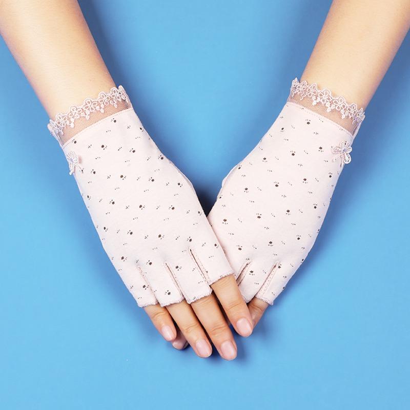 

Sunscreen half-finger gloves women s thin breathable summer non-slip manicure anti-ultraviolet cycling driving gloves average size