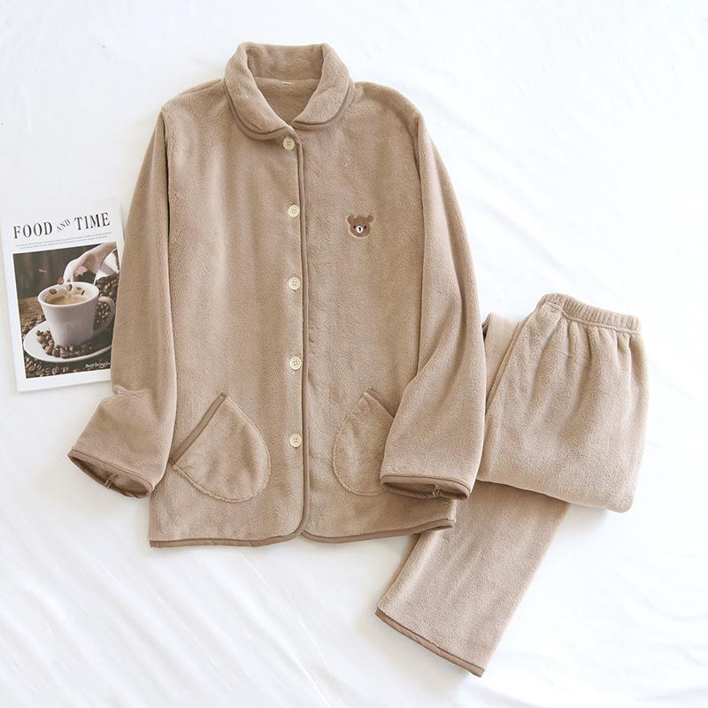 Cozy Autumn/Winter Fleece Pajama Set for Couples – Warm, Loose, and Suitable for Outdoor Wear