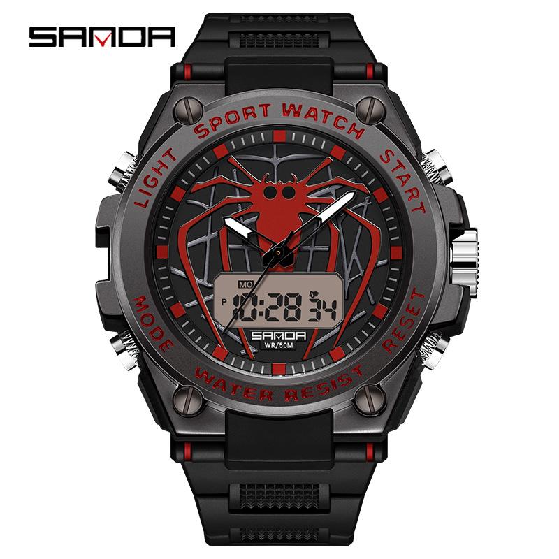 Sanda Men s Multifunctional Luminous Spider Design Sport Watch