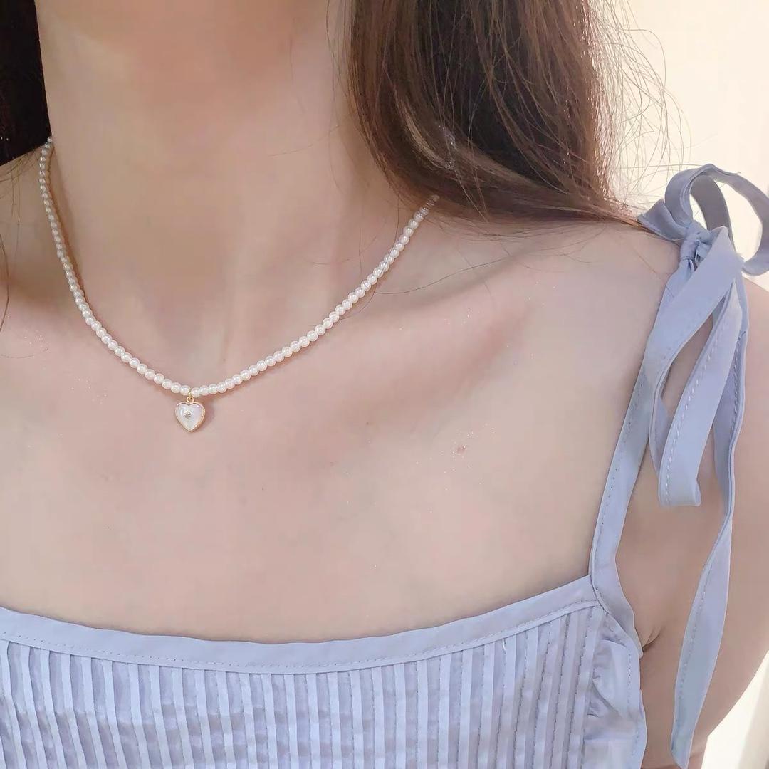 

Love Heart Mother-of-Pearl Pendant Necklace – Women s Luxury Pearl Choker