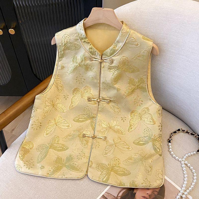 

Жилет жилет женская верхняя одежда весна и осень годы улучшенный жилет с пряжкой косая планка 3XL (recommended 138-75kg) шампанского