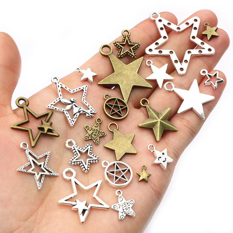 10-50pcs Alloy Metal Star Charms Pendant for Necklace Bracelet Earrings DIY Jewelry Making Accessories Findings Crafts