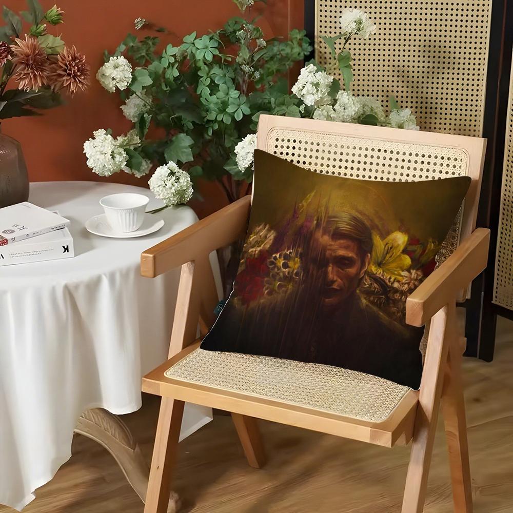 Tv H-Hannibals Cushion Cover Silky Short Plush Invisible Zipper Dustproof Sofa Pillow Case For Home Decor