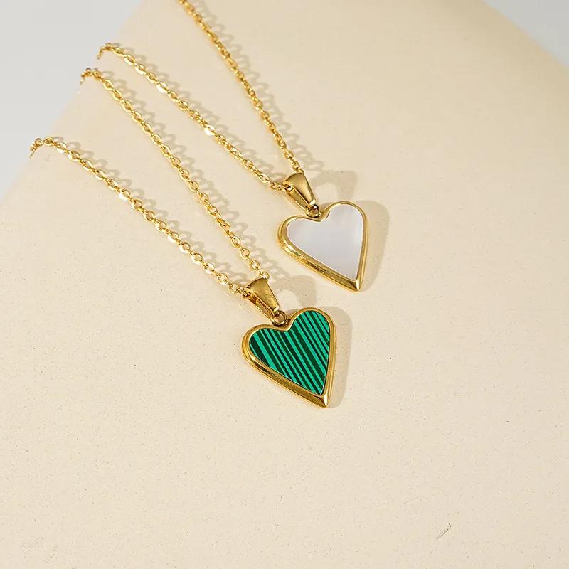New Green Black Heart Dainty Necklace Gold Color Chain Choker For Pendant Stainless Steel Lady