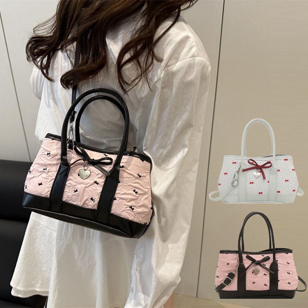 Ins Style Stylish Bow Shoulder Bag Casual Leisure Bowknot Bucket Bag Sweet Adjustable Strap Women's Handbags Daily