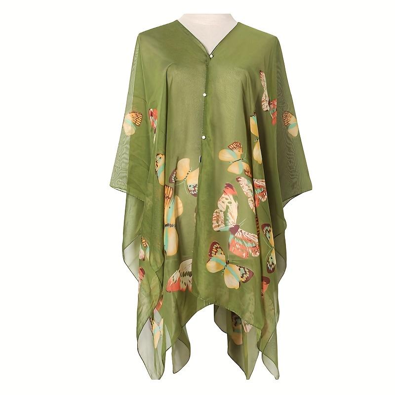 Shawls Summer Beach Sexy Women Fashion Print Chiffon Smock Bikini Cover Up Loose Blouse Sunscreen Comfortable Poncho Hot