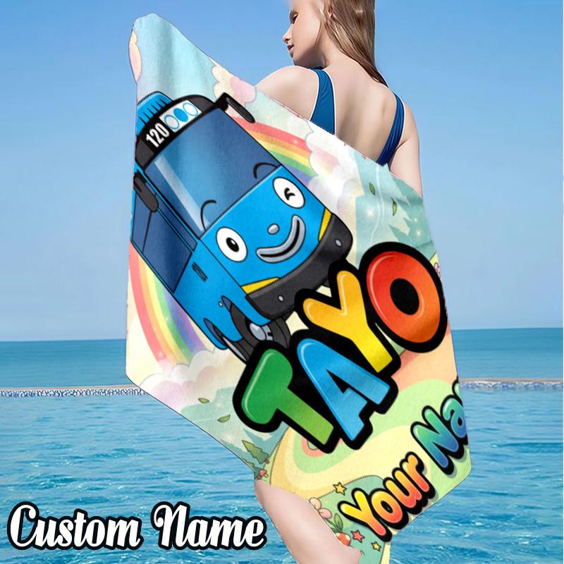 Custom Name Adventure Mateo Little Bus Beach Towel - Soft, Ultra-Absorbent Microfiber, Lightweight, Perfect for Beach, Parties, Travel, Camping