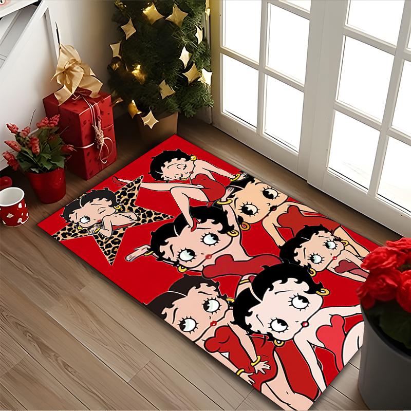 Betty Boop Print Area Rug, Multi-functional Office Chair Sofa Carpet, Easy Clean Carpet for Home and Living Spaces