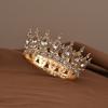 European Princess Queen Tiara Round Baroque Pageant Crowns Crystal Full Crown King Tiaras Bridal Wedding Hair Accessories