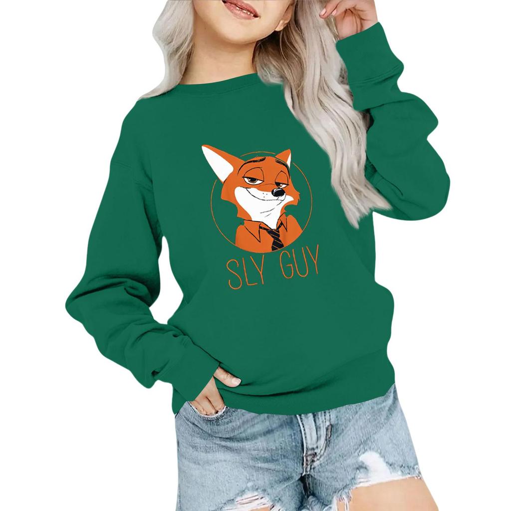 Children's Fashionable Loose Casual Long-sleeved Printed Collar Sweatshirt